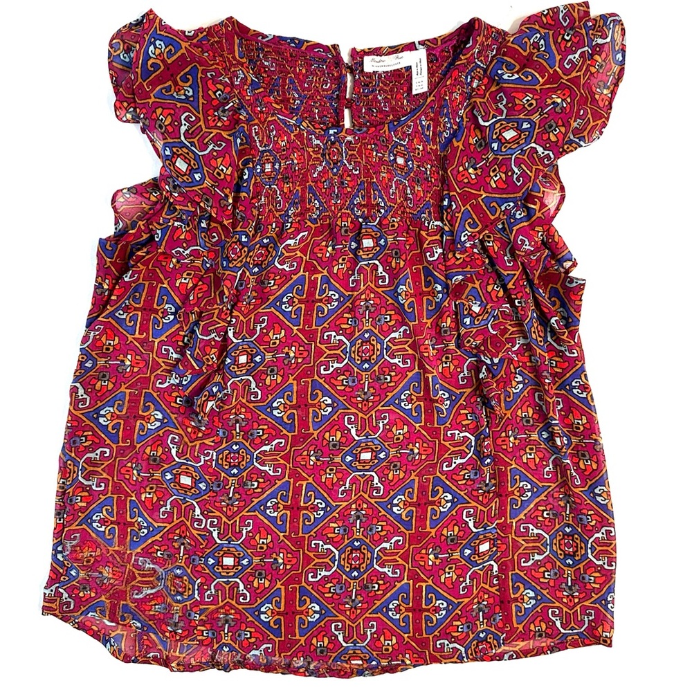 Anthropologie Madison Rue Majolica Bohemian Print Top Size 4